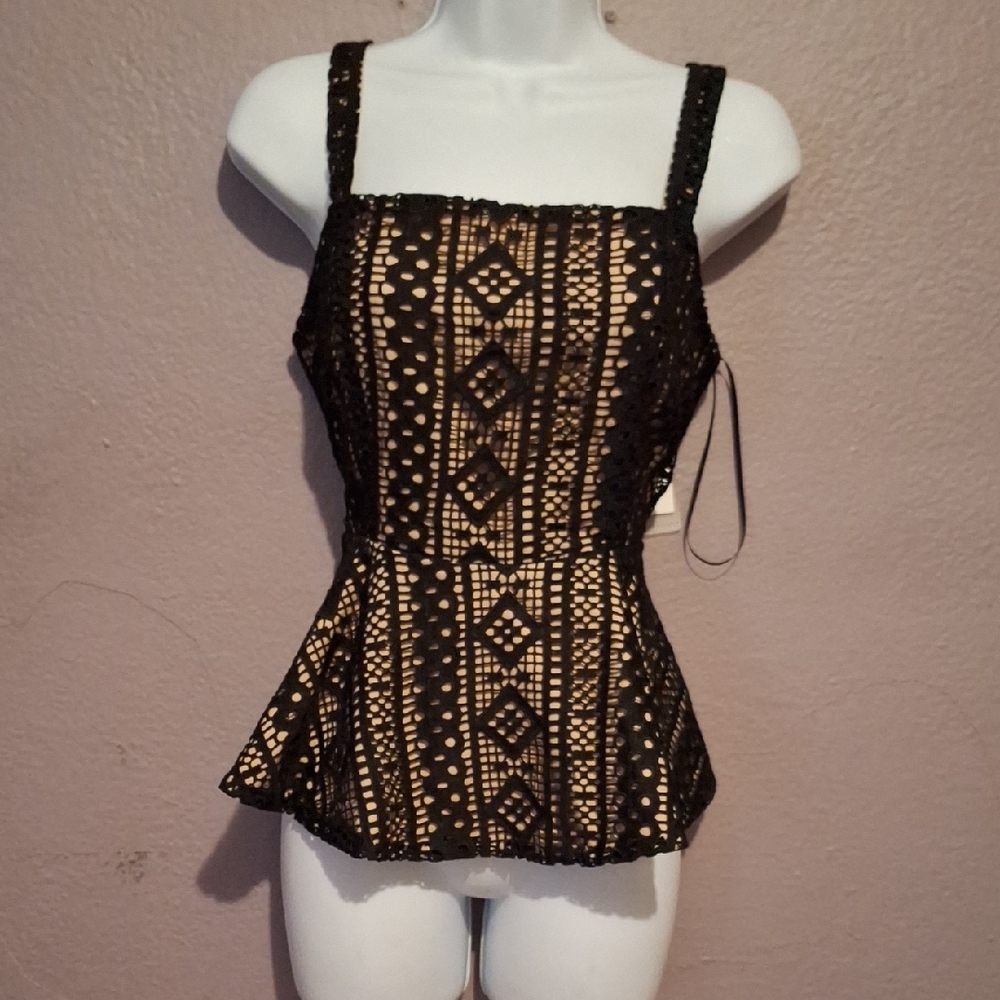 Endless Rose Black and Cream Patterned Tank Top